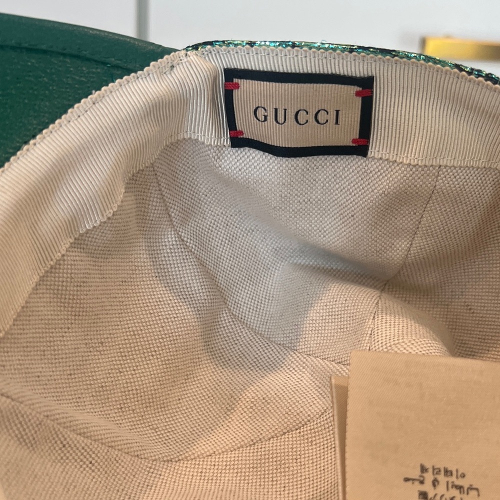 Gucci Metallic Green Monogram Baseball Cap - Picture 8 of 8